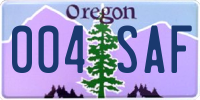 OR license plate 004SAF