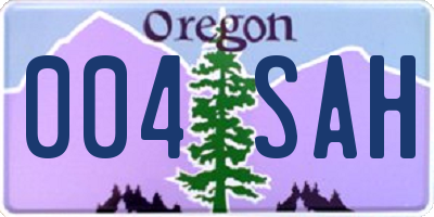 OR license plate 004SAH