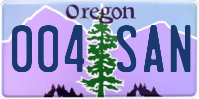 OR license plate 004SAN