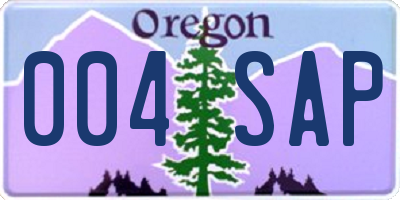 OR license plate 004SAP