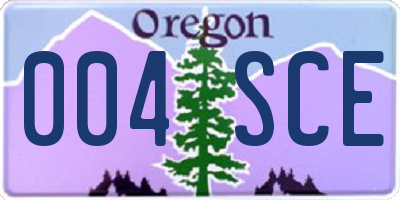 OR license plate 004SCE