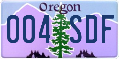 OR license plate 004SDF