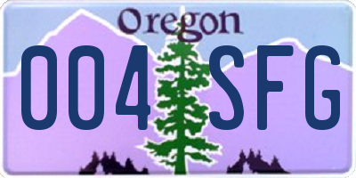OR license plate 004SFG