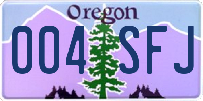 OR license plate 004SFJ