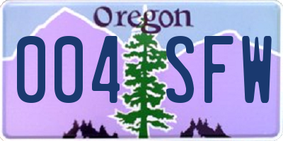 OR license plate 004SFW