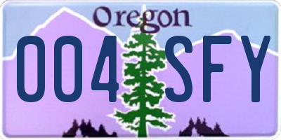 OR license plate 004SFY