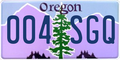 OR license plate 004SGQ