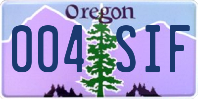 OR license plate 004SIF