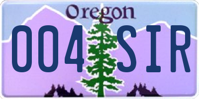 OR license plate 004SIR