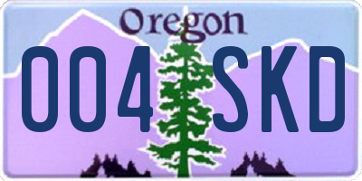 OR license plate 004SKD