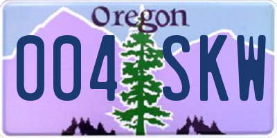 OR license plate 004SKW
