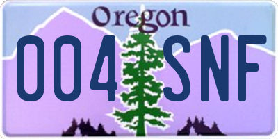 OR license plate 004SNF