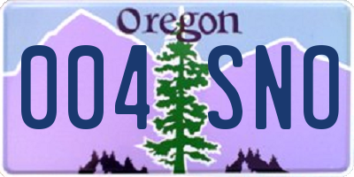OR license plate 004SNO