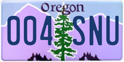 OR license plate 004SNU