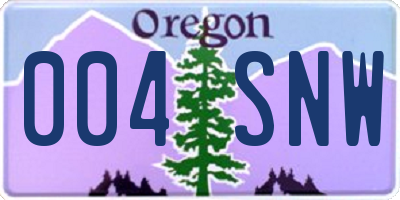 OR license plate 004SNW