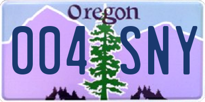 OR license plate 004SNY