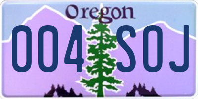 OR license plate 004SOJ