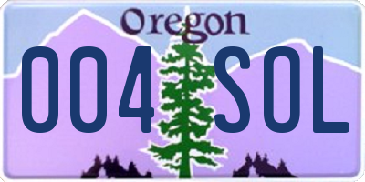 OR license plate 004SOL