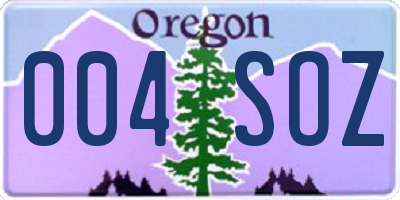 OR license plate 004SOZ