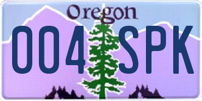 OR license plate 004SPK
