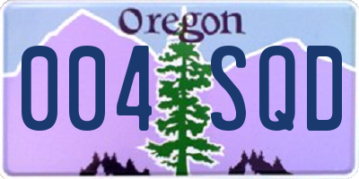 OR license plate 004SQD