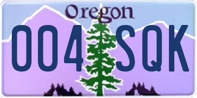 OR license plate 004SQK