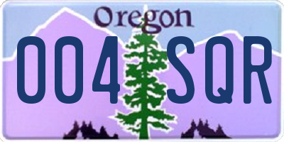 OR license plate 004SQR
