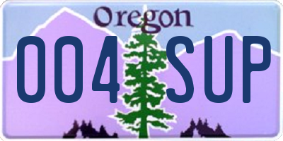 OR license plate 004SUP
