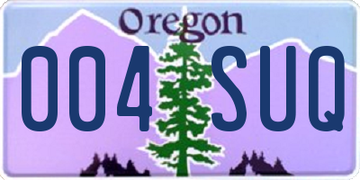 OR license plate 004SUQ