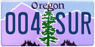 OR license plate 004SUR