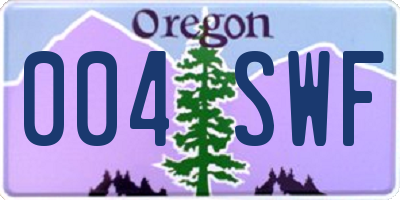 OR license plate 004SWF