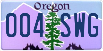 OR license plate 004SWG