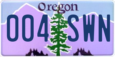 OR license plate 004SWN