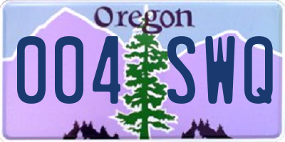 OR license plate 004SWQ