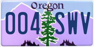 OR license plate 004SWV
