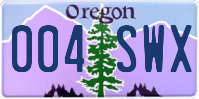 OR license plate 004SWX