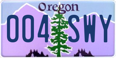 OR license plate 004SWY