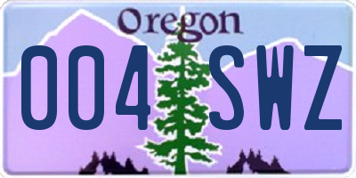 OR license plate 004SWZ
