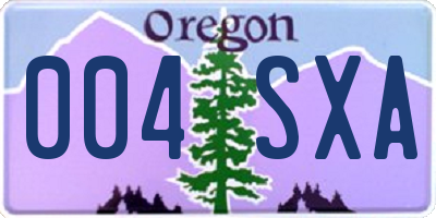 OR license plate 004SXA