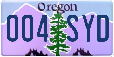 OR license plate 004SYD