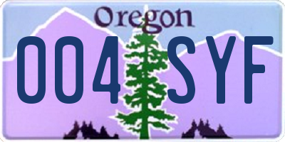 OR license plate 004SYF