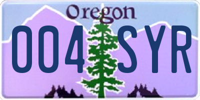 OR license plate 004SYR