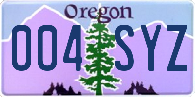 OR license plate 004SYZ