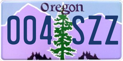 OR license plate 004SZZ
