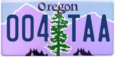 OR license plate 004TAA