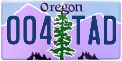 OR license plate 004TAD