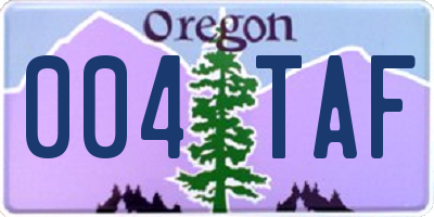 OR license plate 004TAF
