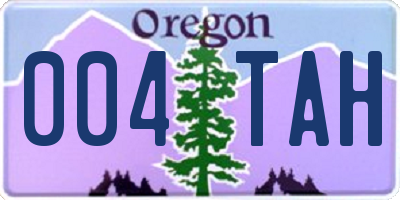 OR license plate 004TAH