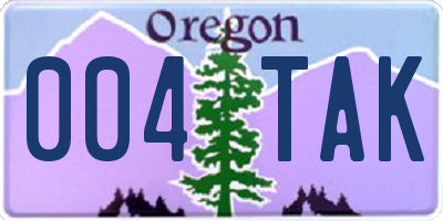 OR license plate 004TAK