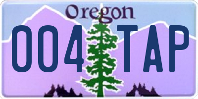 OR license plate 004TAP